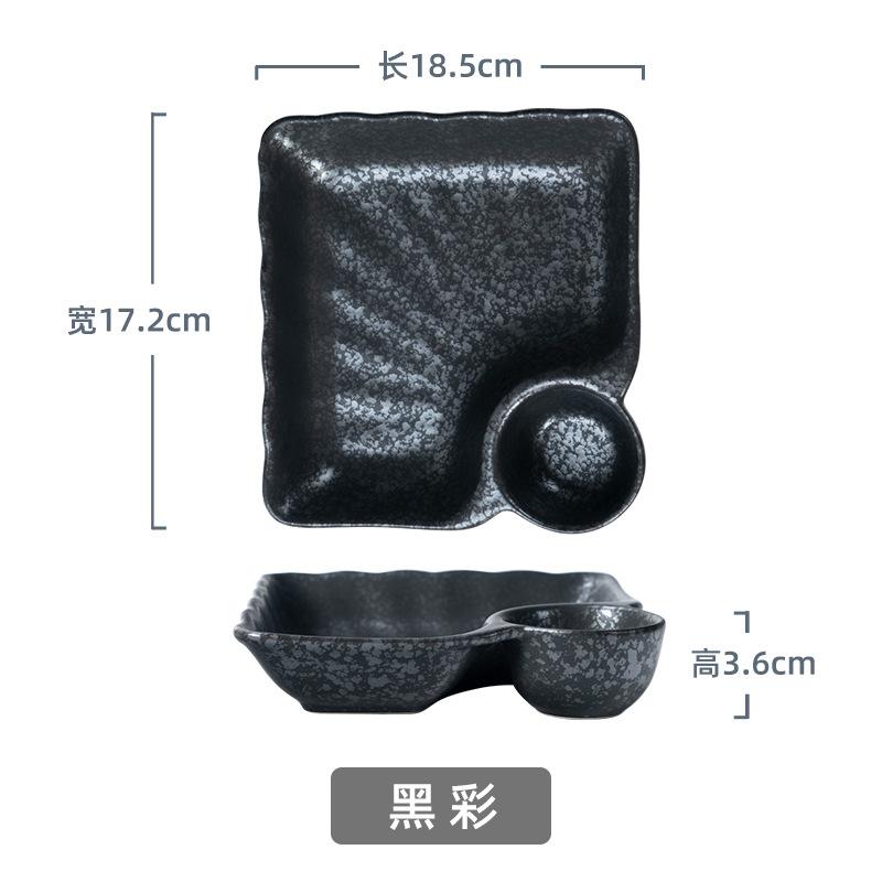 Handmade Japanese Ceramic Dinner Plates with Sauce Dish Sushi Plates Unique Glazed Pottery Plates Artisan Tableware