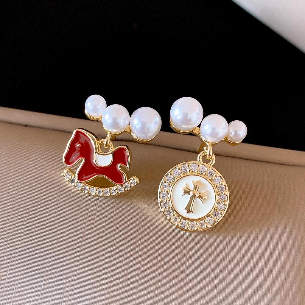 Geometric Tiger's Eye Stud Earrings, Retro Millard Style - Unique Design with Silver Needle 