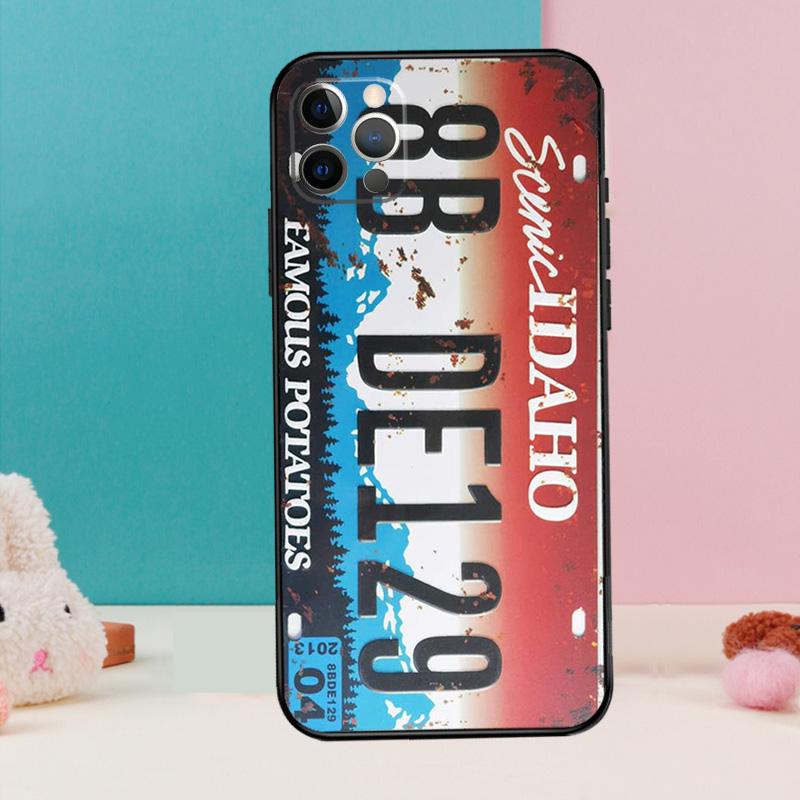 Retro Funny License Plate Phone Case For iPhone 17 Air 16 14 13 12 11 15 Pro Max 12 13 mini 15 16 Plus 16e Cover Coque