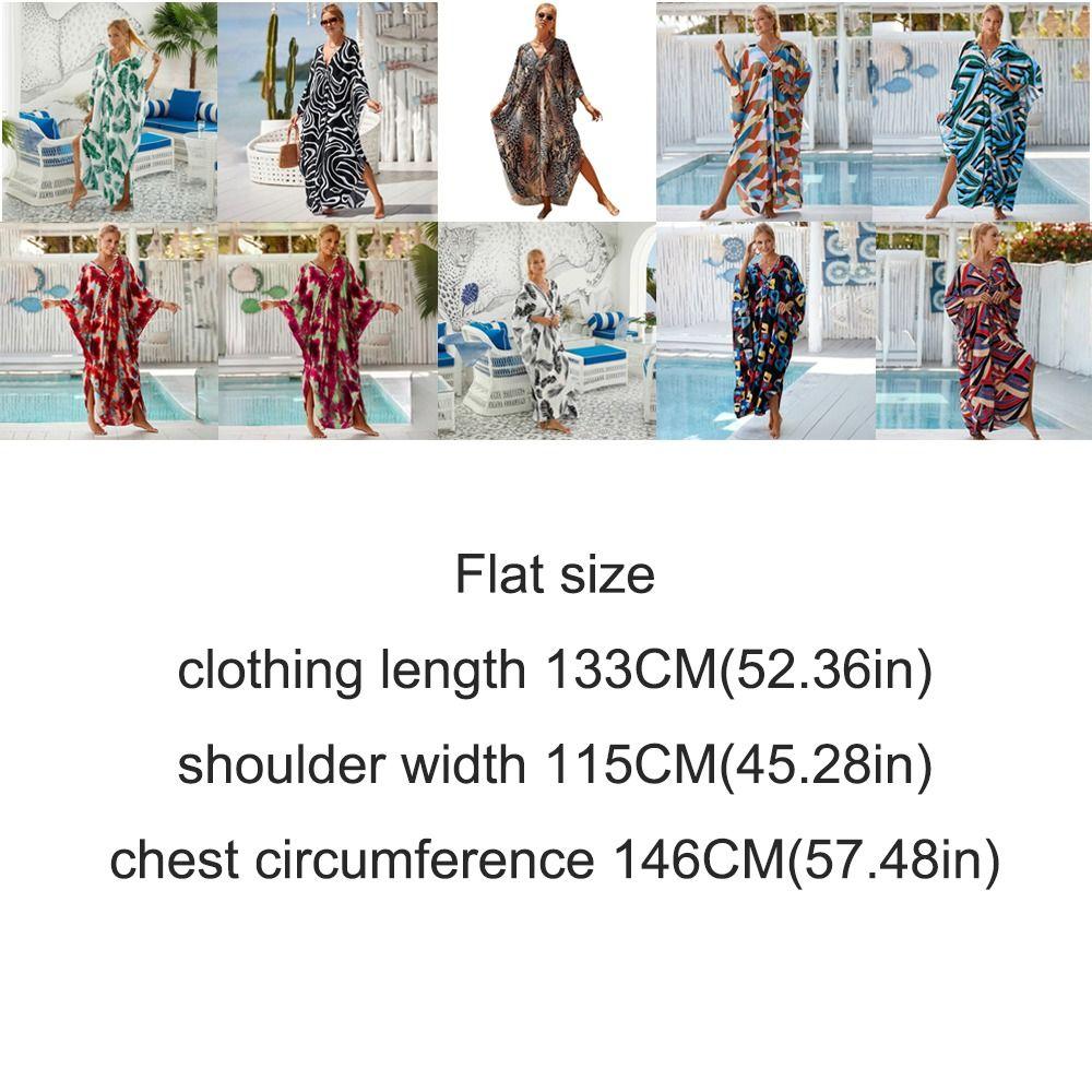 Lässige Boho Bikini Cover-ups Blattdruck Übergroßes Strand-Cover-Up Offene Vorderseite Langes Kleid Strandmode Für Damen