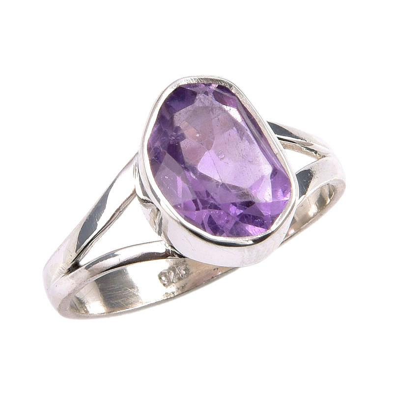 Naturalny Różowy Ametyst Kamień Szlachetny Ręcznie Robiony Srebro Próby 925 Pierścionek Jubilerski S.8 c3o26