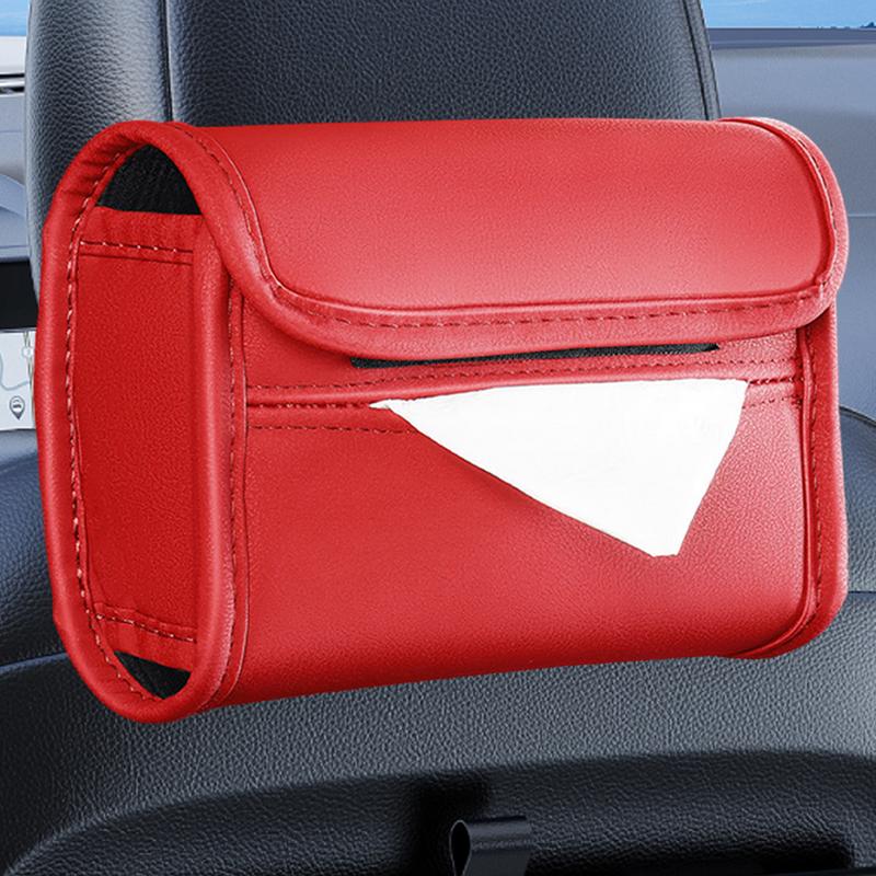 Taschentuchhalter für Auto PU-Leder Gesichts-Serviettenbehälter Rechteckiger Papierhandtuchspender für Fahrzeug LKW Sonnenschutz-Zubehör