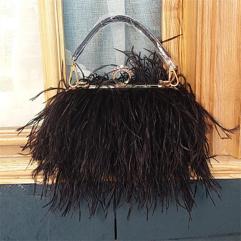 black feather clutch bolsa