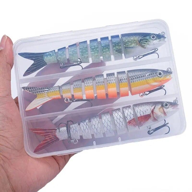 8 Segmente Swimbait Angelköder 3er Set 135mm 19g Mehrgelenkig Langsam Sinkend Bionisch 3D Augen Angelköder Werkzeug Angelausrüstung