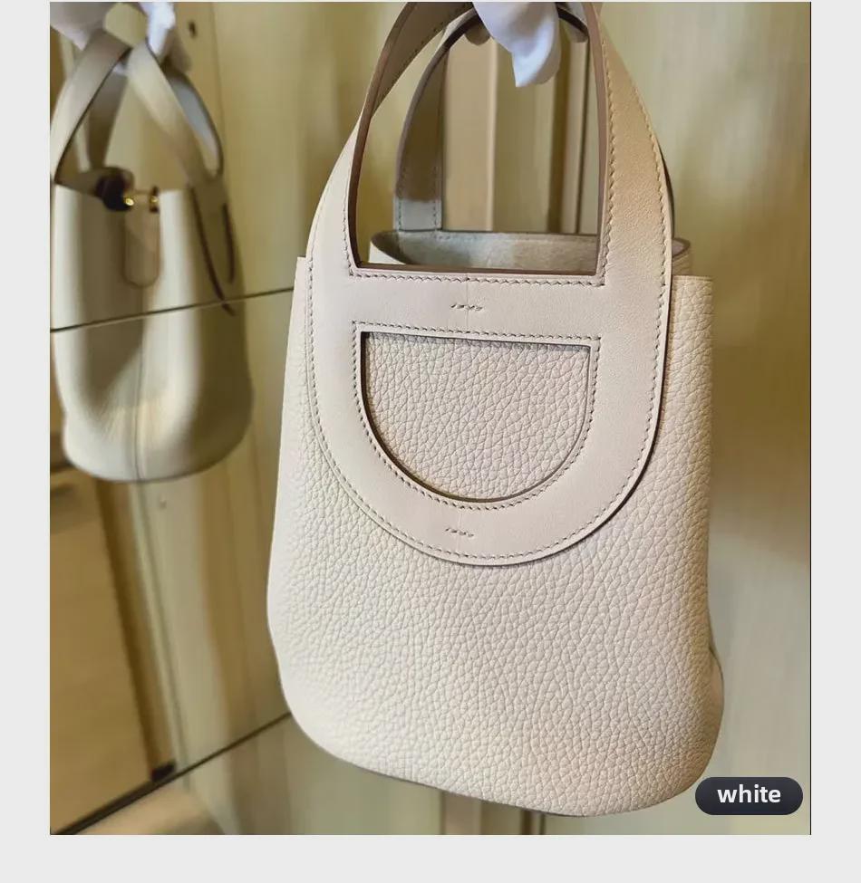 2023 Women's Large Capacity Pig Nose Bucket Bag, First Layer Cowhide, Commuter Style