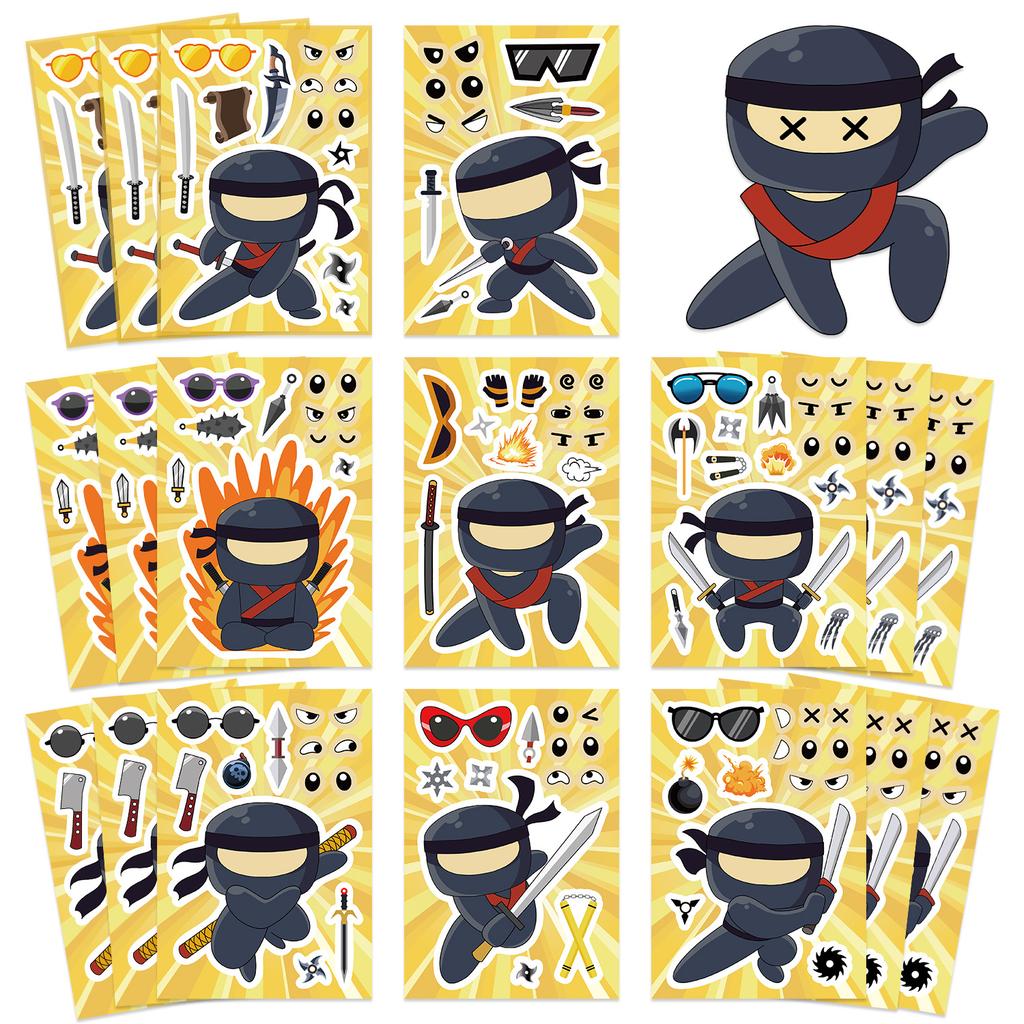 8 Cartoon Ninja Face Swap Collage Hands-on DIY Handbook Mobile Phone Case Decoration