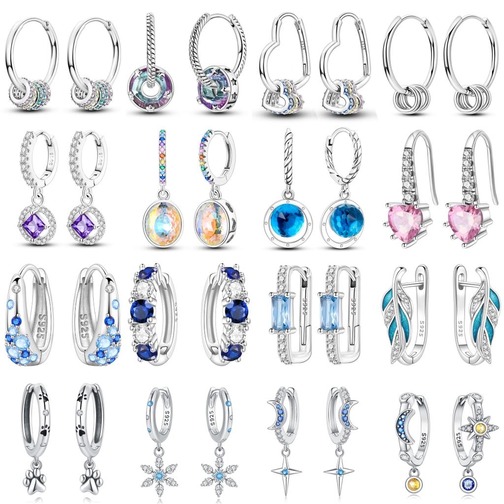 Orstarry 925 Silver Crystal Circular Eardrops Drop Earrings Women Earrings Charm Fashion Versatile Party Jewelry Gifts