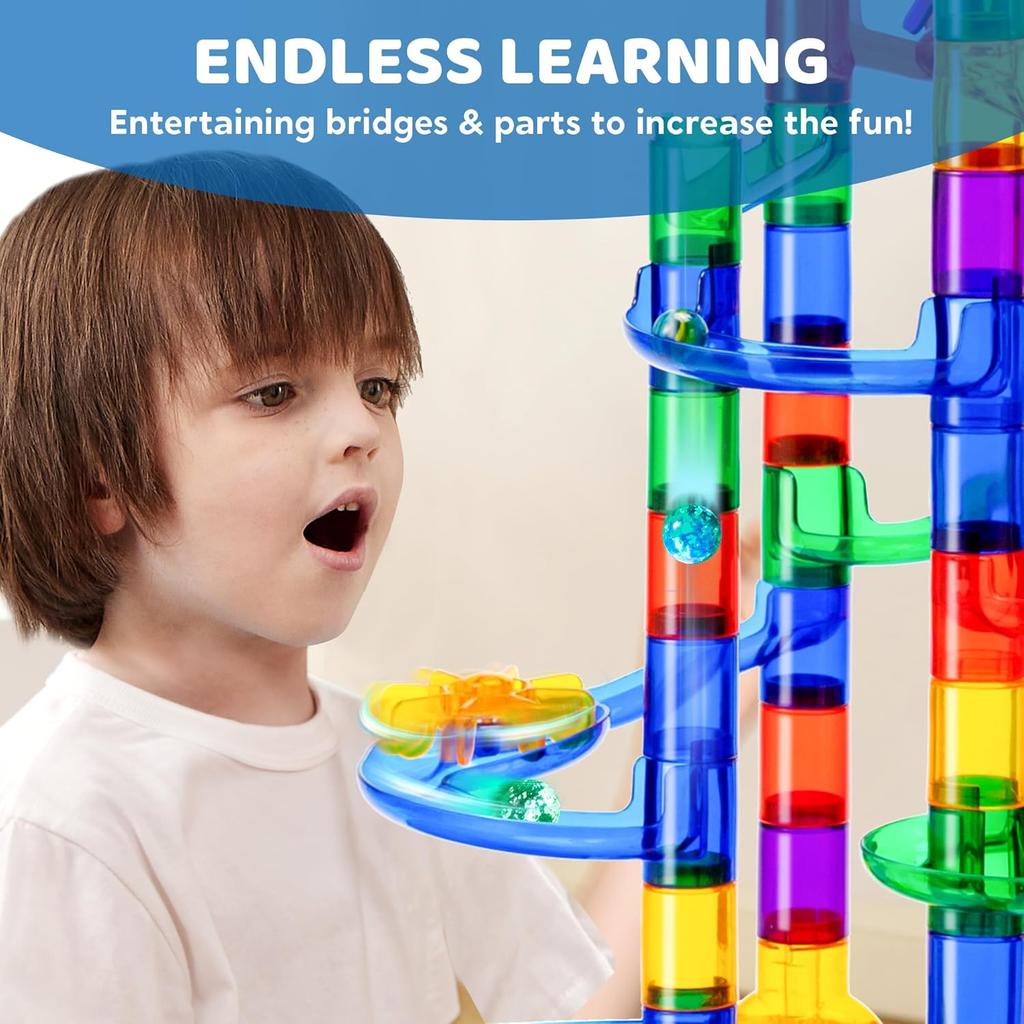 JOYFY 170Pcs Glowing Marble Run Construction Building Blocks Toys STEM Educational Building Block Toy for kid Christmas Gift