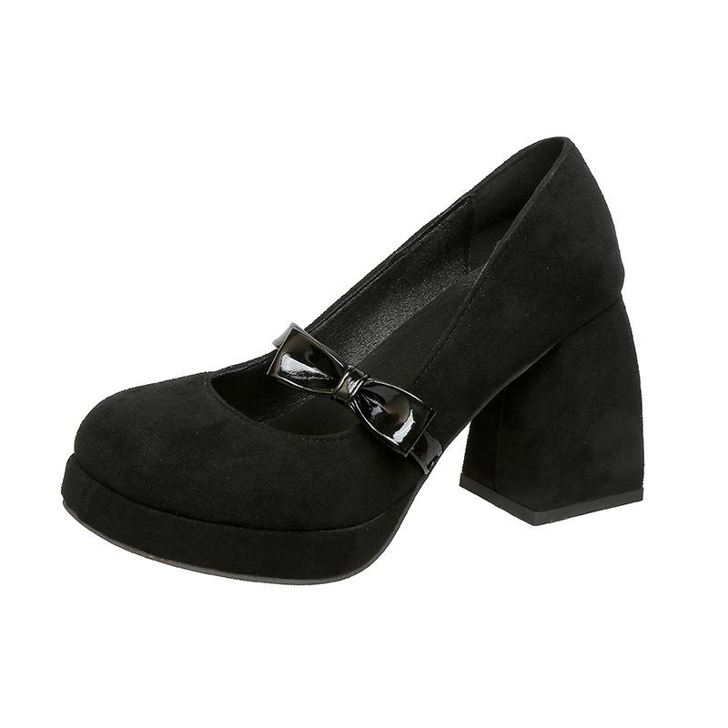 Mary Jane Women's Shoes Thick Heel Waterproof Platform Thick Sole Heightening Japanese Spice Girl Temperament French Single Shoes Women's Small