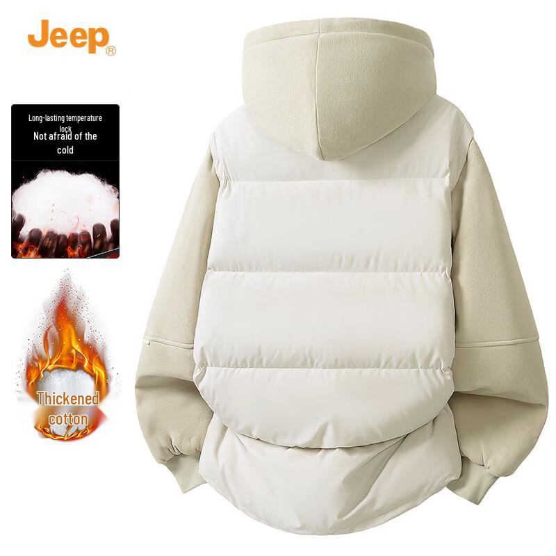 Jeep Men's Hooded Faux Two-Piece Casual Jacket