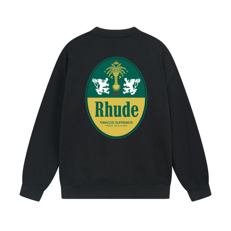 Rhude Vintage Letter Print Oversized Hoodie Men Women Casual Streetwear Sweatshirt