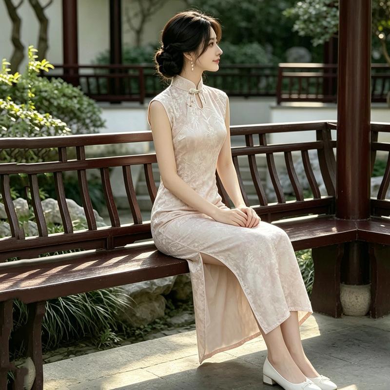 Sleeveless national style new Chinese daily Suzhou long cheongsam improved young 1011 new women's high sense