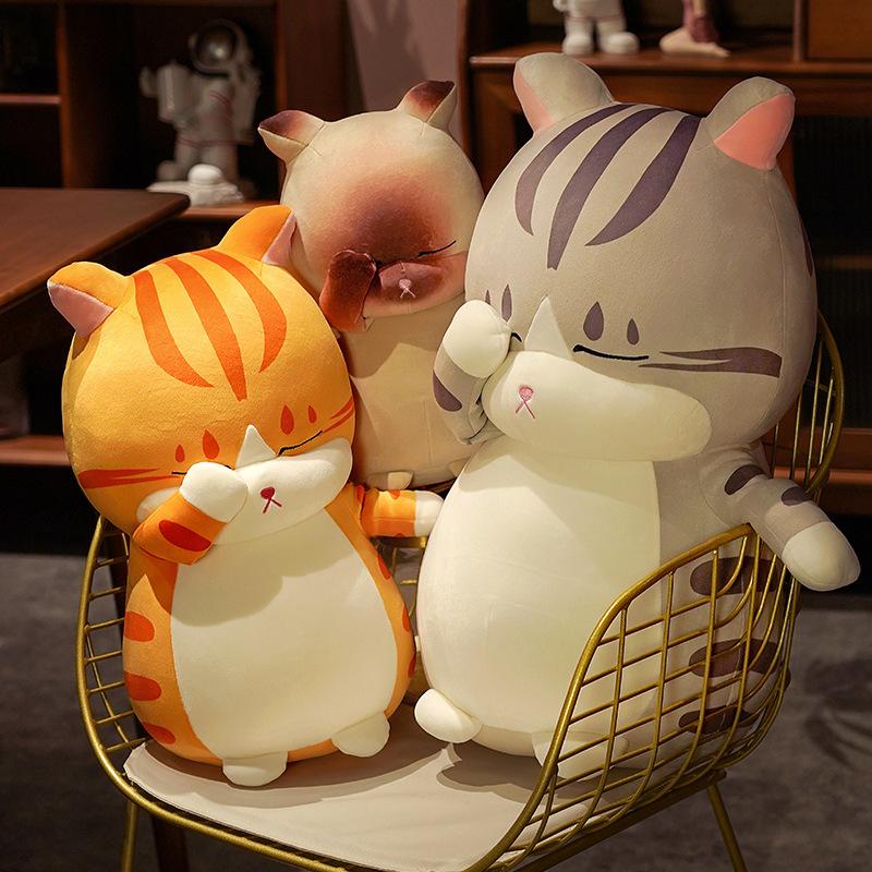 35/45/65 cm freche Katze Plüschtiere gefüllte weiche Abdeckung Augen Katze Kissen schöne Puppen für Baby Mädchen begleiten Umarmung Geburtstagsgeschenke