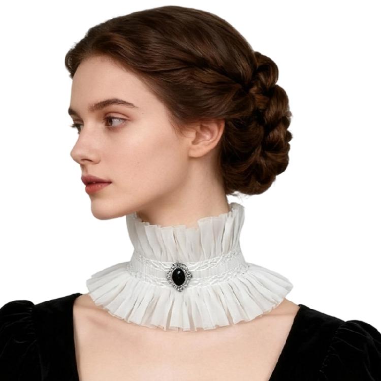 Elegant Lace Ruffle Collar Victorian Stand Collar Decorative Neckwear for Women Party Outfit Masquerades Party Props