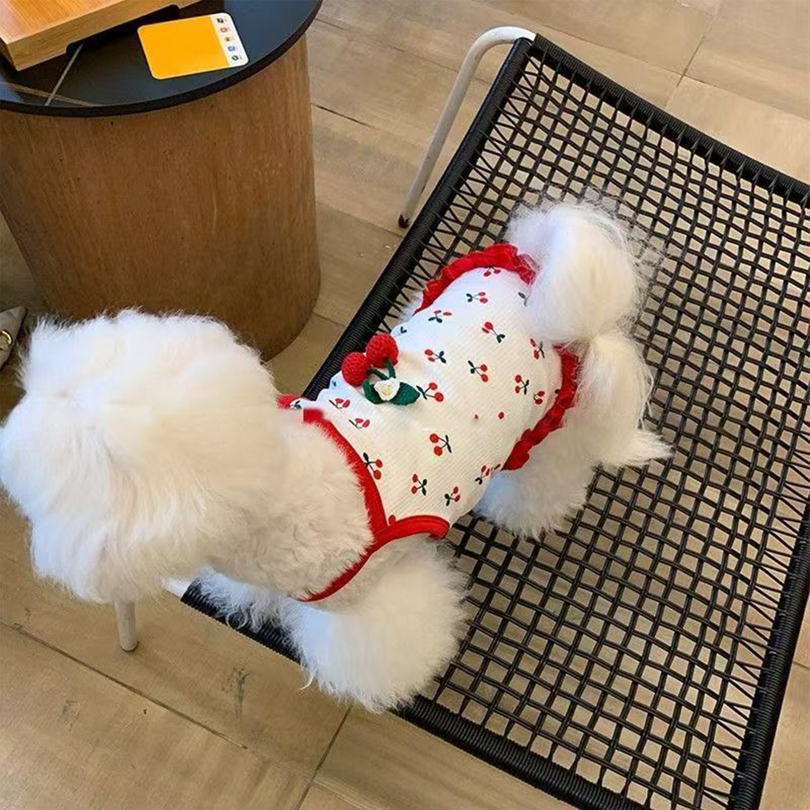 pet Vest Cat Clothing Cute Dog Clothing for Small Dog Cherry Dog Vest Summer Breathable Vest Breathable Soft  Pet Clothes S