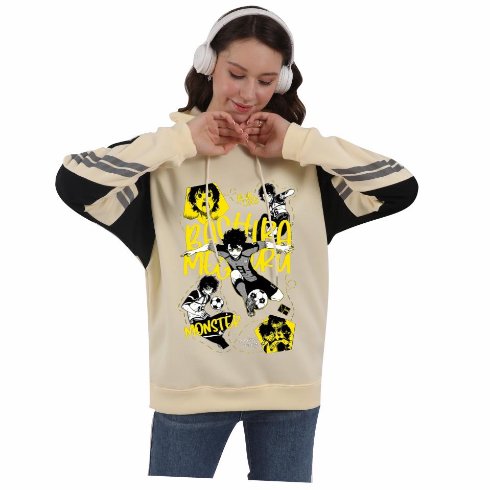 Blue Lock Anime Colorblock Hoodie mit Fleece für Damen und Herren - Herbst/Winter