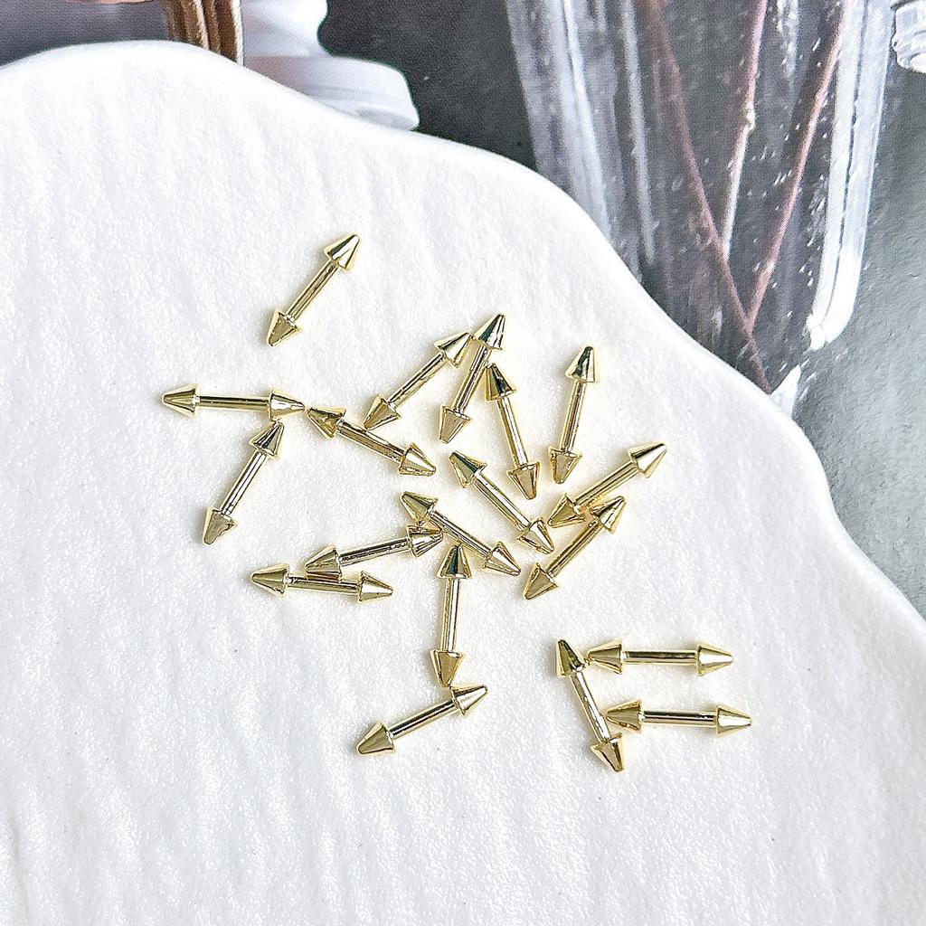 Legierung Gebogener Stab Augenbrauenstecker Außengewinde Doppelseitig Vergoldet Spitzkegel Punk Style Nagelkunst Zubehör DIY Nagel Süß Cool Dekoration DIY