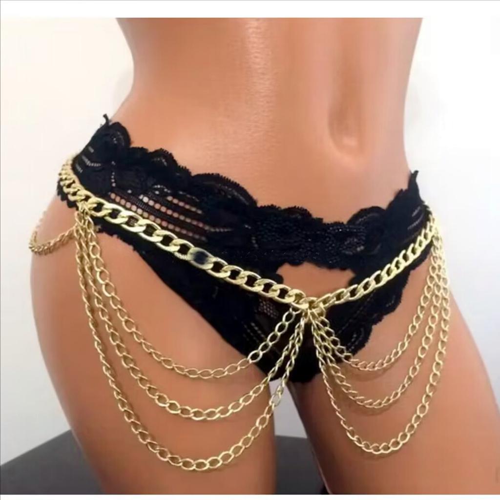 Retro style multi-layer metal chain waist chain female high-end sexy body chain
