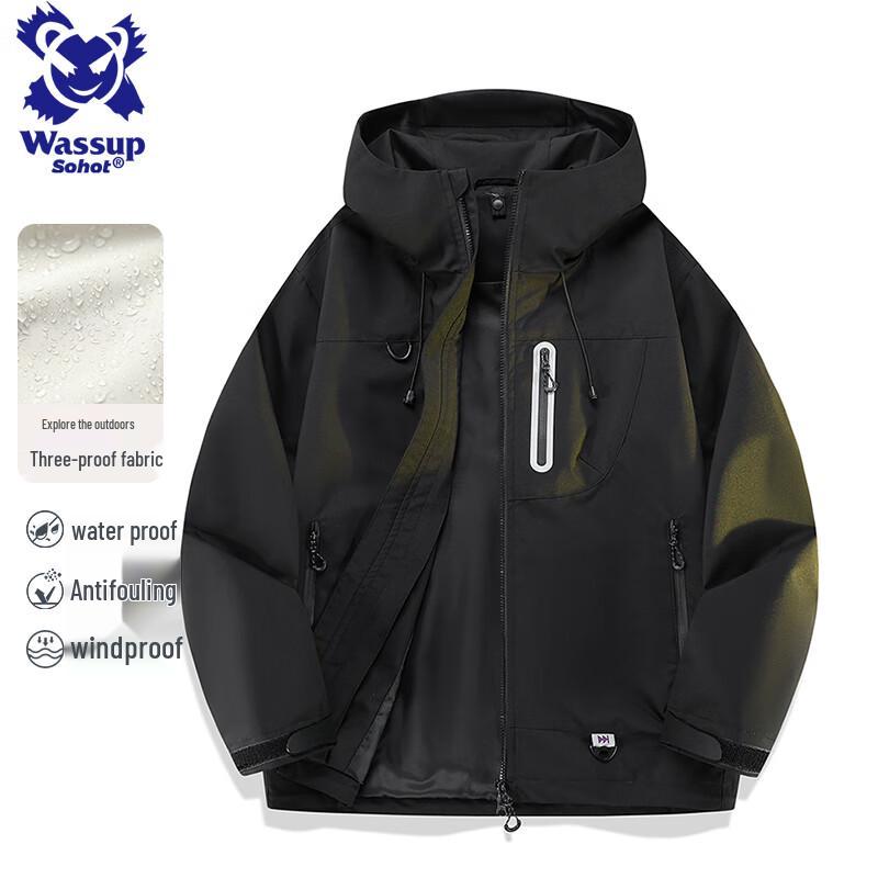 Wassup Sohot Men's Outdoor Windproof Waterproof Hooded Jacket