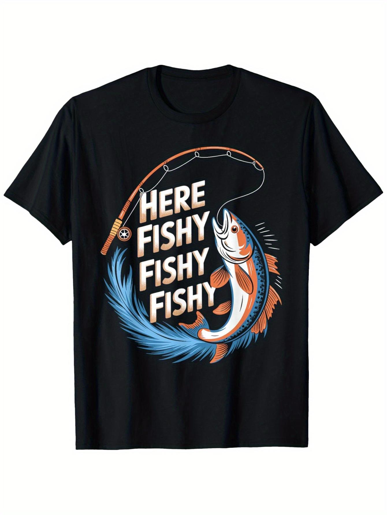 

Funny Fishy Fishing for Fisherman Vintage Graphic, 100%cotton casual round neck outdoor short sleeve t-shirt . 4XL