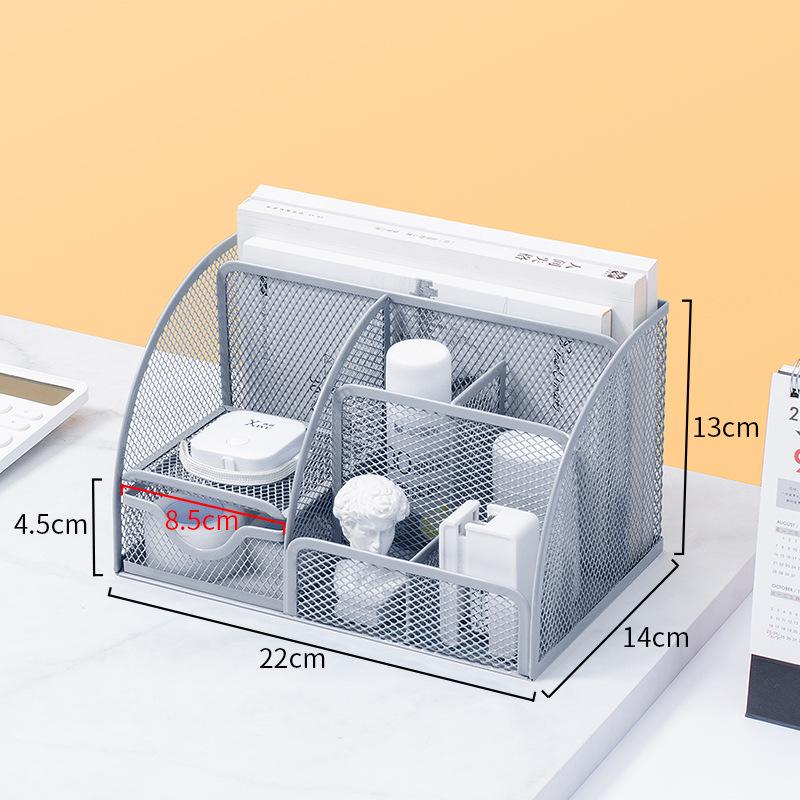 Porte-stylo métallique multifonctionnel de bureau avec tiroir – Organiseur de papeterie créatif et mignon pour bureau et étudiant