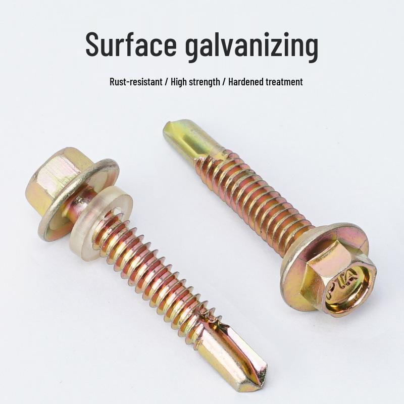 Hexagonal Swallowtail Self-Drilling Screws, M5.5/M6.3, Galvanized Carbon Steel Fasteners for Color Steel Tiles