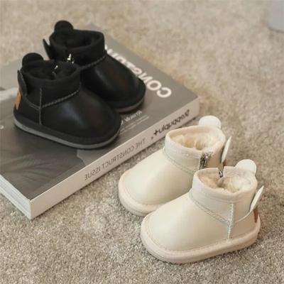 Scarpe da neve per bambini 2024 Inverno Nuovo Peluche Impermeabile Antiscivolo Stivali da neve per neonati e bambini Stivaletti corti di peluche ispessito per ragazzi e ragazze