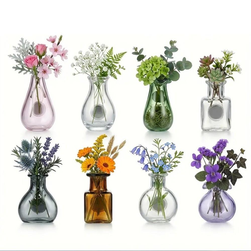 6Pcs Modern 3D Mini Vase Magnets Exquisite Hydroponic Plant Vase Office Decoration