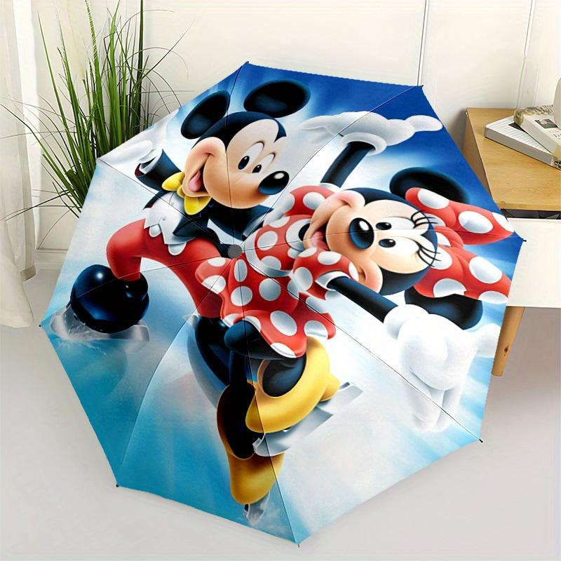 1pc Mickey Mouse, Minnie Mouse Automatic Folding Umbrella, 8-Rib Portable & Foldable Design,  Highqualityy0722019