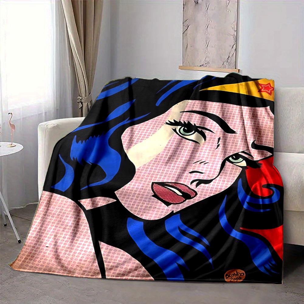1ks deka Wonder Woman Polyesterové vlákno, Celoroční pohodlí na pohovku, postel, do kanceláře, auta, na kempování, Ideální domácí dekorace a dárek, Pohodlí v kanceláři
