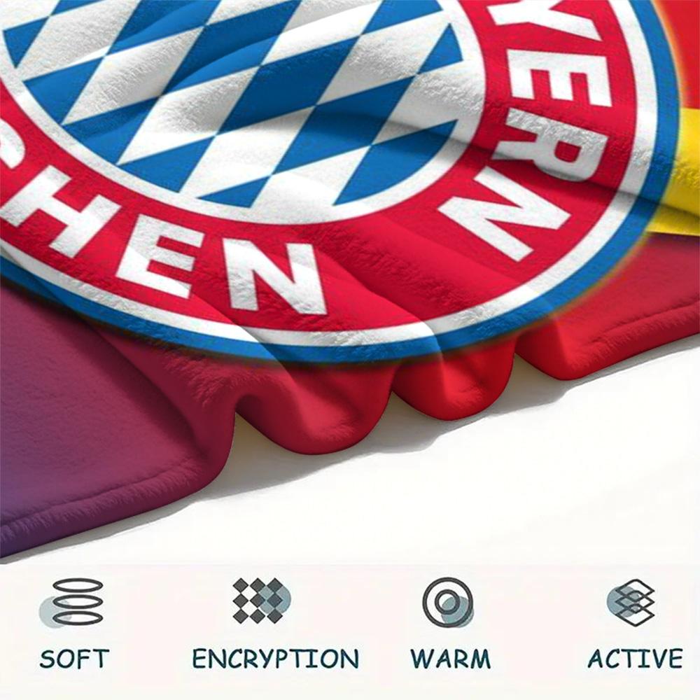 1Pc FC Bayern München Print Flannel Blanket High Quality Warm Comfortable Cover for All Seasons Perfect for Gifts Home Decor