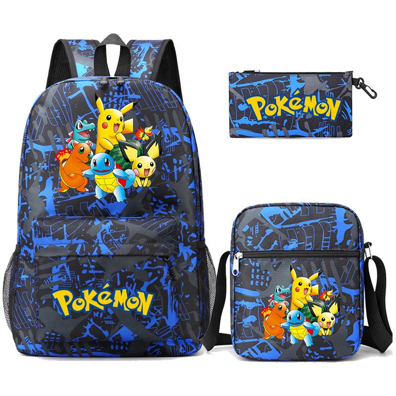 Backpack Teen Student School Bag Three-piece Pencil Case Crossbody Bag