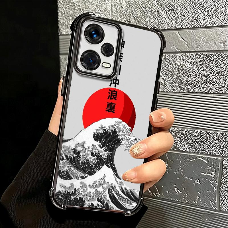 Japanese Wave Kanagawa Surfing Plating Phone Case For Xiaomi Redmi Note 14 15 Pro Plus 13 12 11 11S 11T 10 9S 9 5G Anti-Fall Air