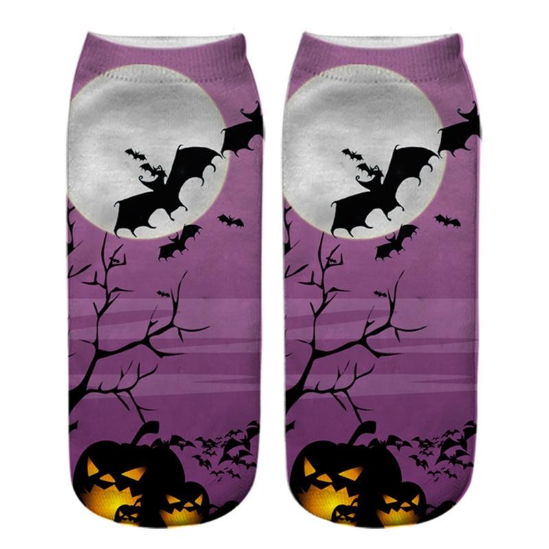 Halloween Cartoon Pumpkin Witch for Cat 3D Printed Short Ankle Socks Gift for Wo
