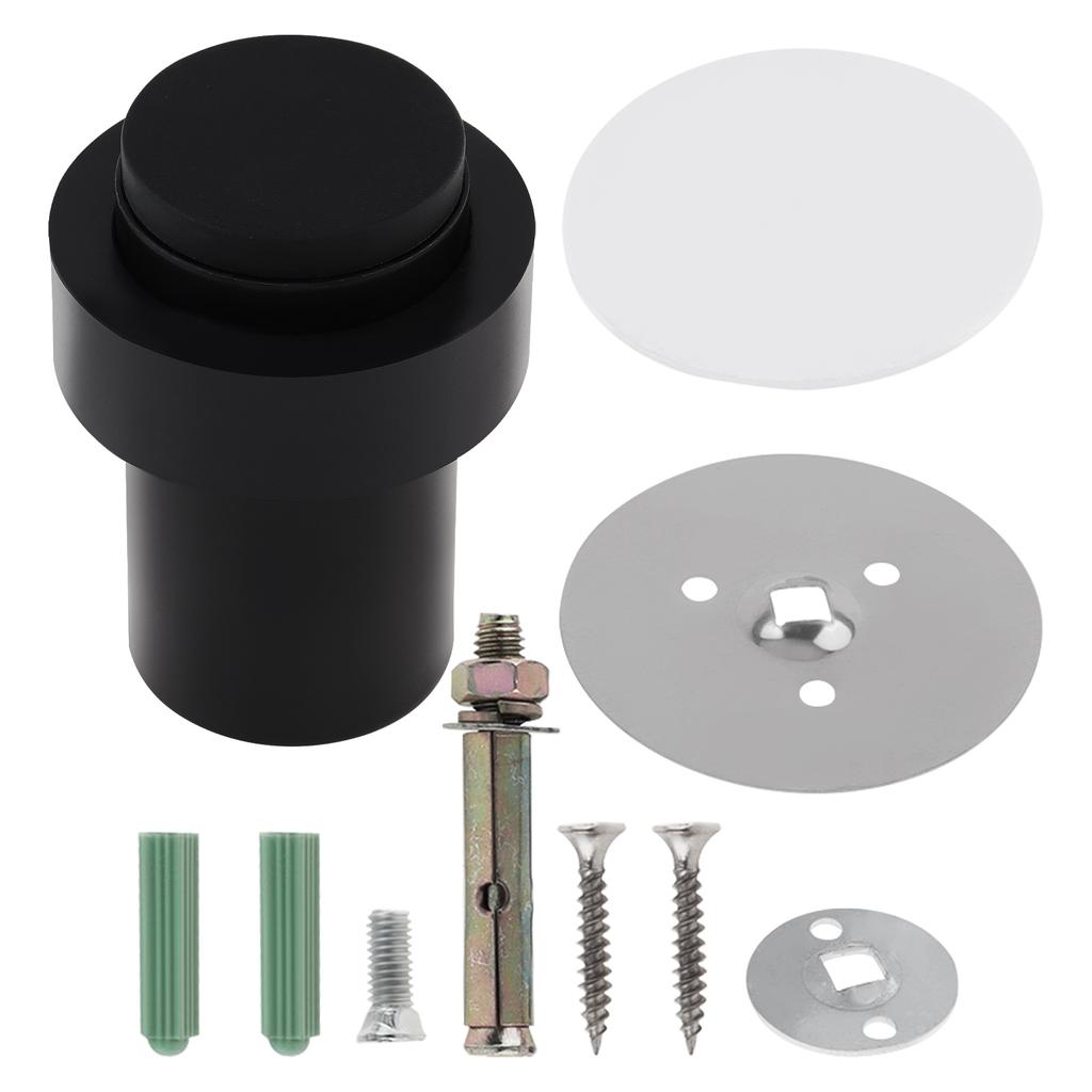 Black Stainless Steel Floor Door Stop Cylindrical Wall Protector Heavy Duty Universal Bottom Top Door Mount