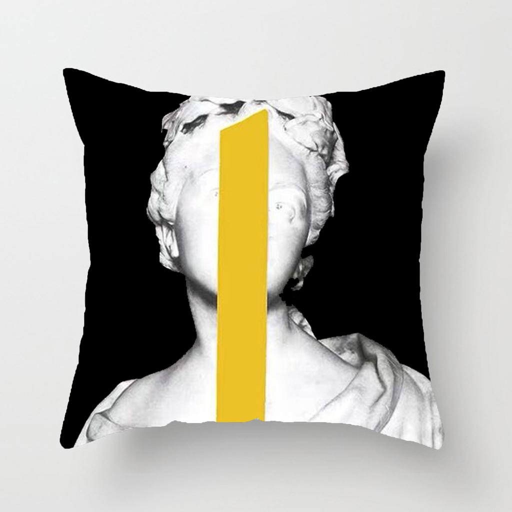 Yellow Nordic Cushion Gray Sofa Pillow Cover Model House Cushion Living Room Sofa Geometric Warm Yellow Cushion Cover