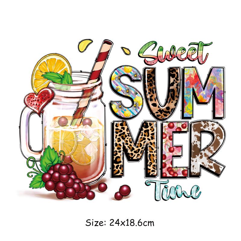 Sweet Summer Custom Patch Thermo Transfer T-Shirt Heat Press Appliqued Diy Clothes Stickers Parches Ropa Applique On Clothes