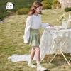 Camisa de Algodón con Mangas de Farol de Encaje Francés para Niñas CHANZUIGOU