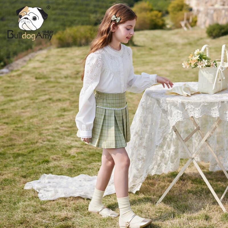 Camisa de Algodón con Mangas de Farol de Encaje Francés para Niñas CHANZUIGOU