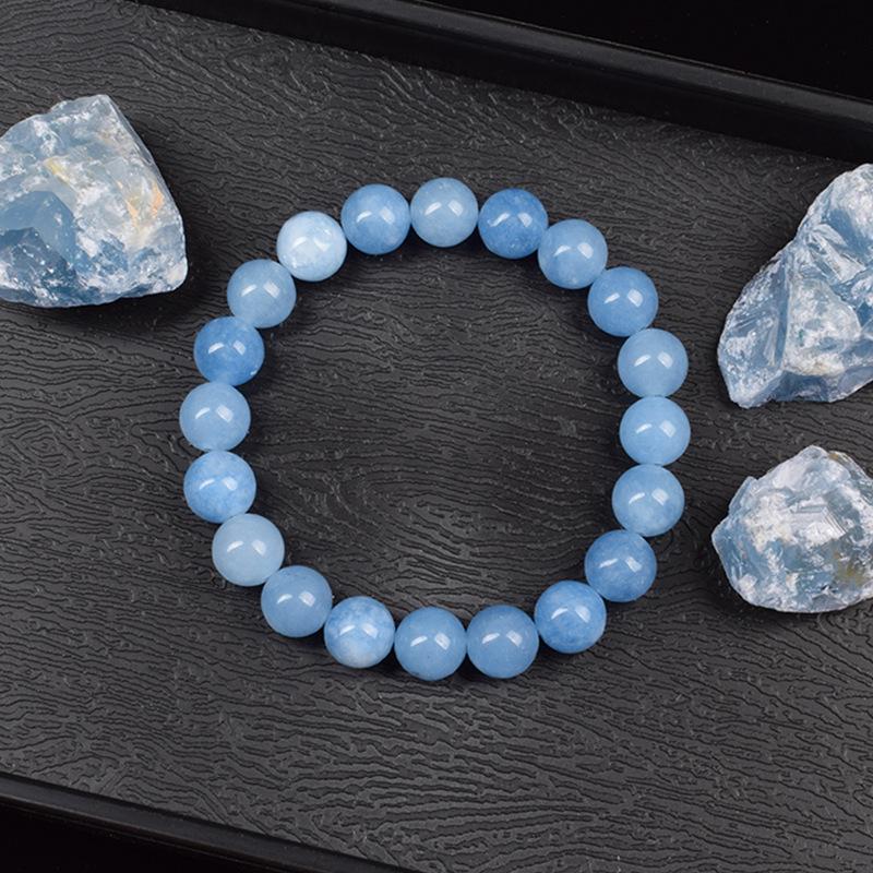 Popular Blue Jade Natural Stone Elastic Beaded Bracelet for Men and Women