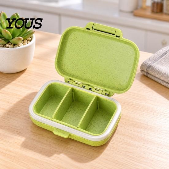 Daily Pill Box for Travel Portable Three-compartment Organizer, Moisture-proof Buckle Seal Case, Vitamin Case Purse Compact Plastic Container Morning