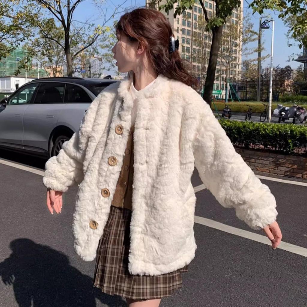 Coat women's winter new environmentally friendly lamb wool fur fluffy warm top cotton clothes