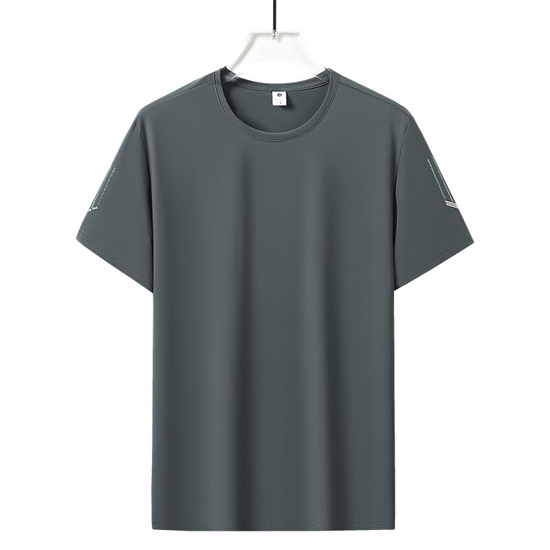 T-shirt à séchage rapide et haute élasticité T-shirt de sport à manches courtes à séchage rapide en soie glacée pour homme à col rond décontracté à manches courtes