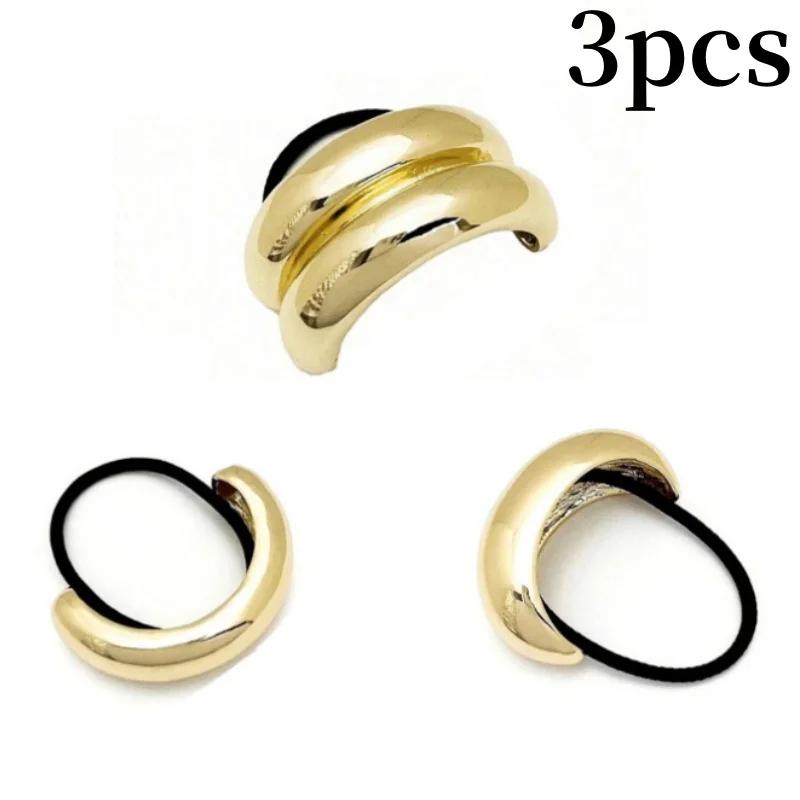 1/3/6pcs Geometric Hair Ties Golden Elegant Elastic Hair Rope U-Shaped Ponytail Holder Fashion Hair  for Woman Accessories