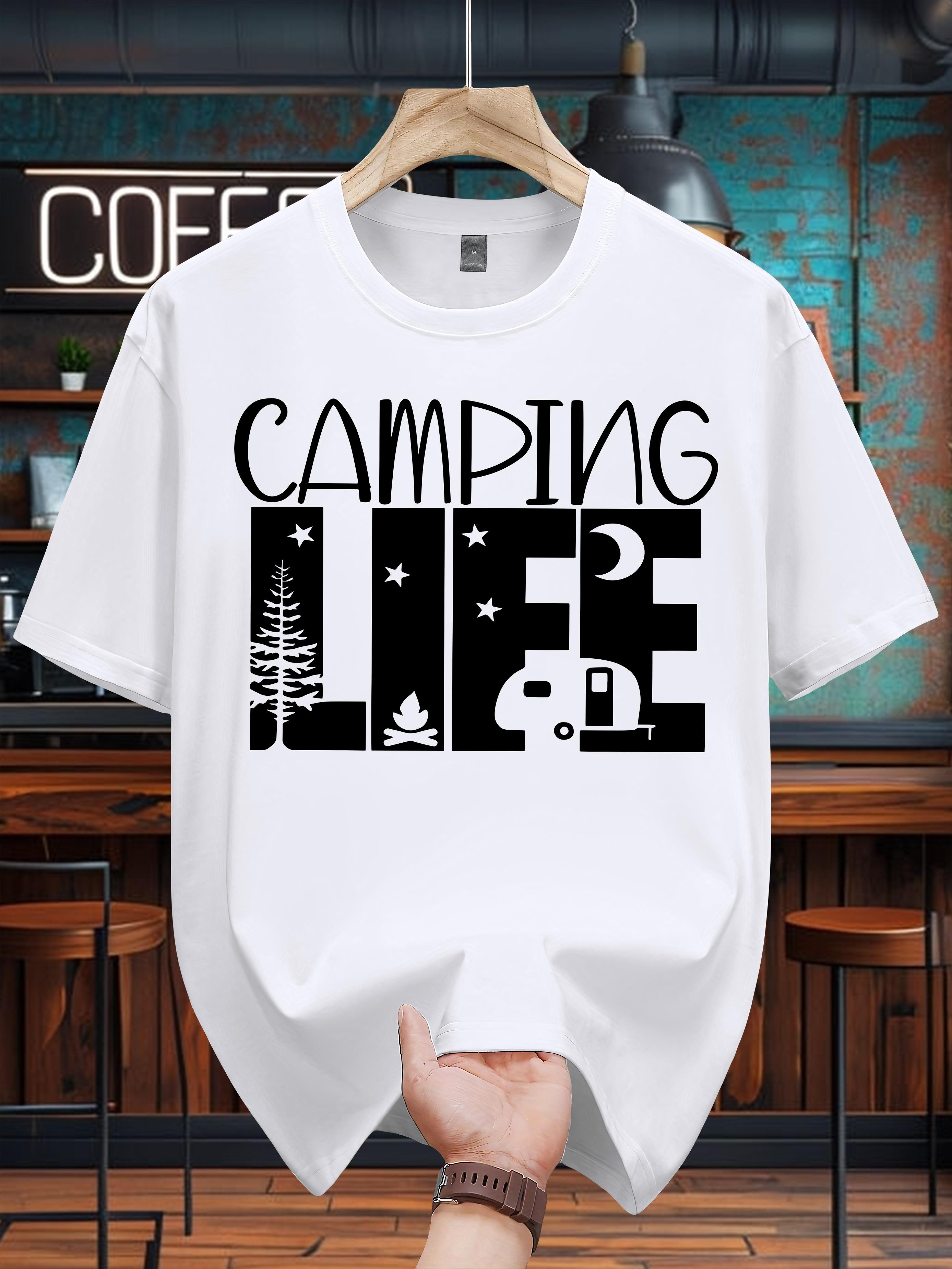 Navy Blue Camping Life Graphic T-shirt - 100% Cotton XXL
