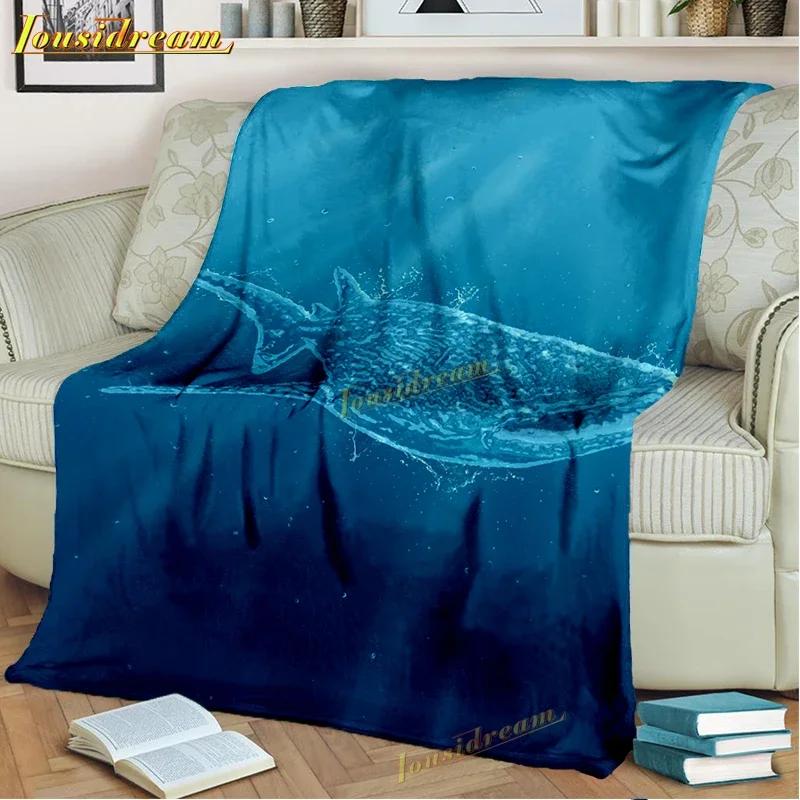 Whale Shark Blanket Soft Warm Throw Fleece Blanket Shark Sheet Bedspread Sofa Throw Light Thin Mechanical Wash Flannel Blankets