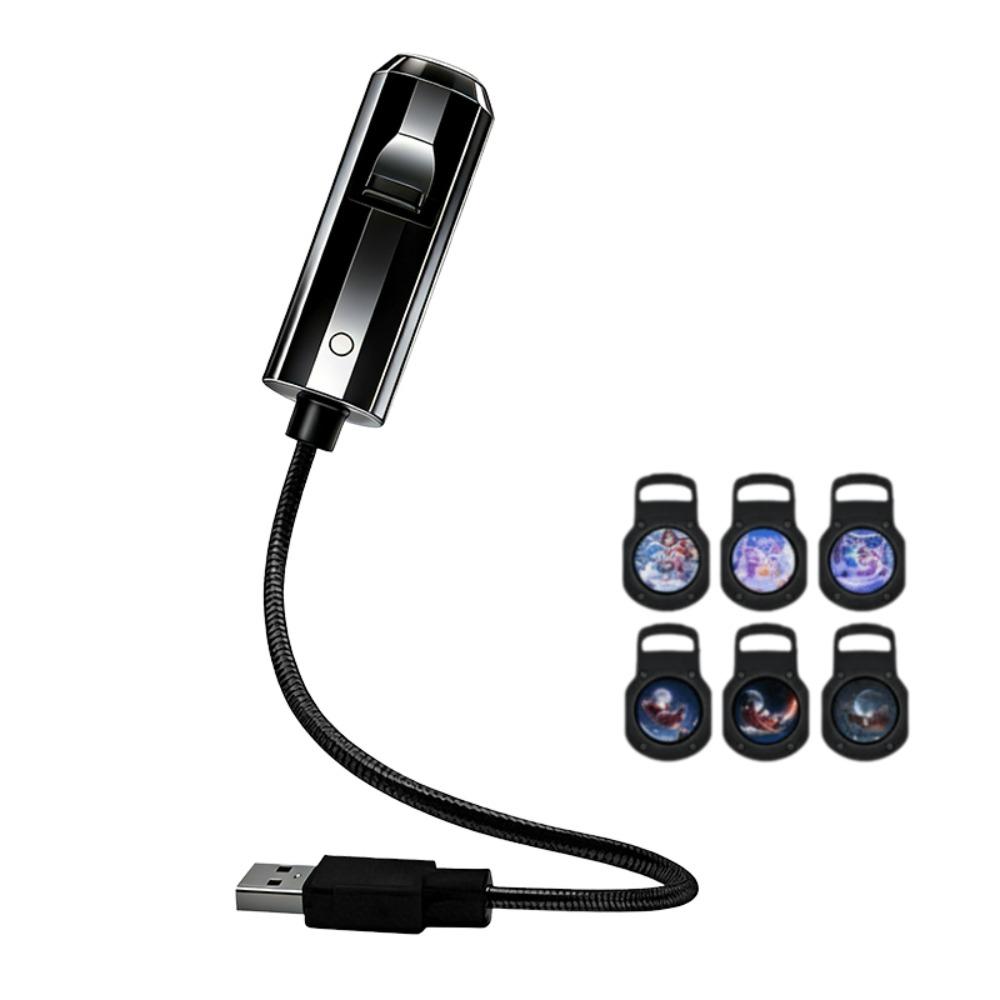 Flexible Neck USB Plug Projection Lamp 360 Degree Rotating Night Light Halloween