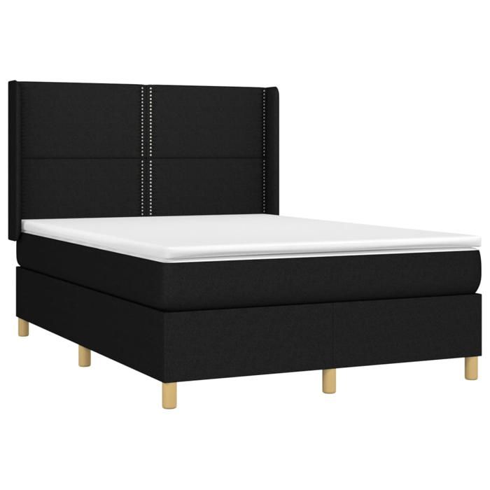 Maison Exclusive - Sommier à lattes de lit matelas et LED Noir 140x190 cm Tissu