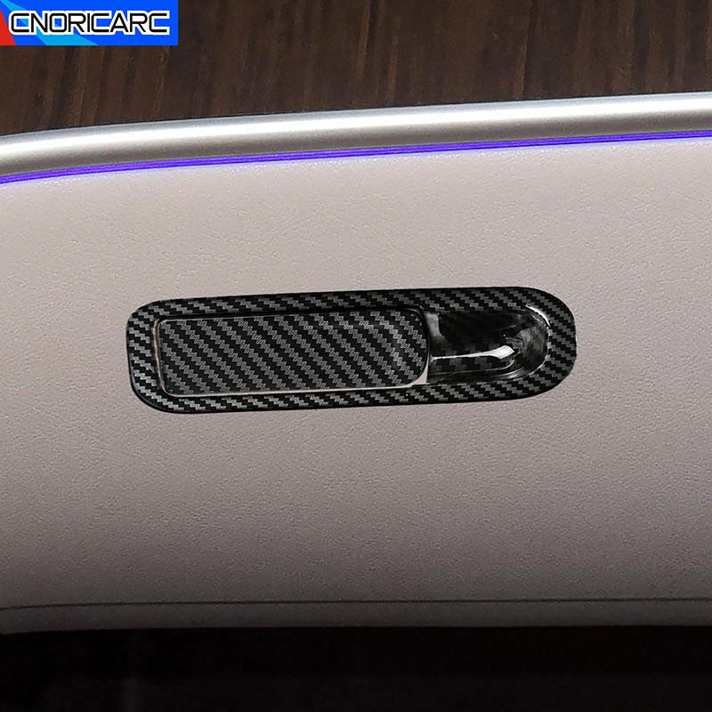 For Mercedes Benz C Class W206 Co-pilot Glove Box Switch Frame Carbon Fiber Pattern Stickers Cover Interior Car Accessories