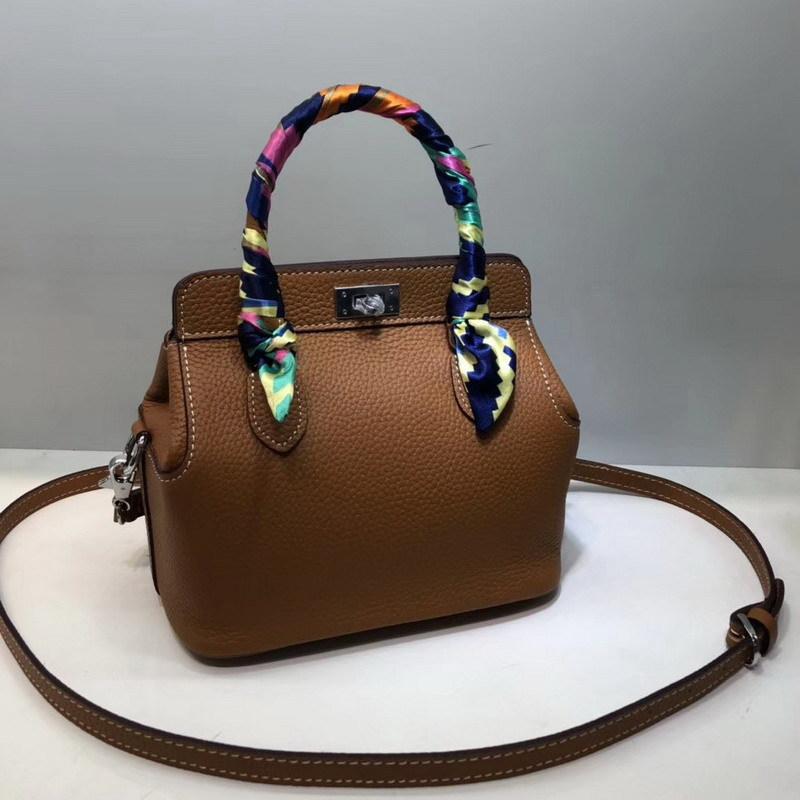 New 's First-layer Cowhide Lychee Pattern Skin Milk Bag Box Portable Single-shoulder Diagonal Leather Women's